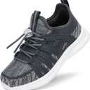 Boys Girls Sneakers Lightweight Kids Tennis Shoes Breathable Running Shoes Comfortable Toddler/Little Kid/Big Kid (Grey), 1.5 Big Kid