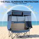 Huskfirm Double Camping Chair with Canopy Shade, Folding Camping Couch Blue