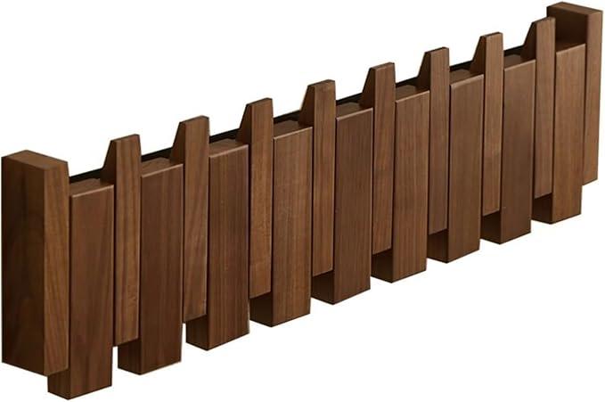 Handmade Wooden Coat Piano Rack Wall Mounted Sticks, Space-Saving Coat Hanger, Flip-Down Storage Hooks for Entryway Decoratiion (17.7 inch)