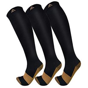 FuelMeFoot 3 Pack Compression Socks For Women Men Knee High Socks 15-20mmHg soccer socks fun copper ankle thick stockings women 10-13 gifts christmas accessories, L/XL