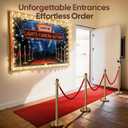 4 Pack Gold Stanchions and Velvet Ropes Set, Stainless Steel Crowd Control Barriers, 3Pcs Red Carpet Ropes and Poles for Party Supplies,Photobooth Accessories, Prom,Birthday,Business,Wedding, Museums