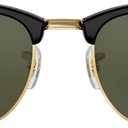 Ray-Ban RB3016 Clubmaster Square Sunglasses (Black on Gold/G-15 Green)