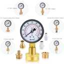 Universal Water Pressure Test Gauge Kit with Brass Hose Fittings, 3/4" Female Coupler Plus 5 Adapters to Test in Multiple Systems, 0-200 Psi Hydraulic Pressure Tester (2.1" Dial)