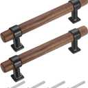 uxcell 2 Pcs Wood Drawer Pulls t Bar 96mm/ 3.8" Hole Center Dresser Drawer Knobs Double Hole Furniture Pull Handles with Screws for Home Kitchen Room, Black