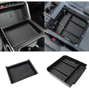 EDBETOS 2PCS/Set Center Console Organizer Compatible with 2022 2023 2024 2025 Toyota Tundra Accessories Armrest Secondary Storage Box Middle Insert Tray (Not for The Console w/Safe)