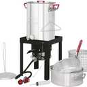 CreoleFeast TFS3010 Propane 30 Qt. Turkey and 10 Qt. Fish Fryer Boiler Steamer Set, 50,000 BTU Burner, Ideal for Outdoor Cooking