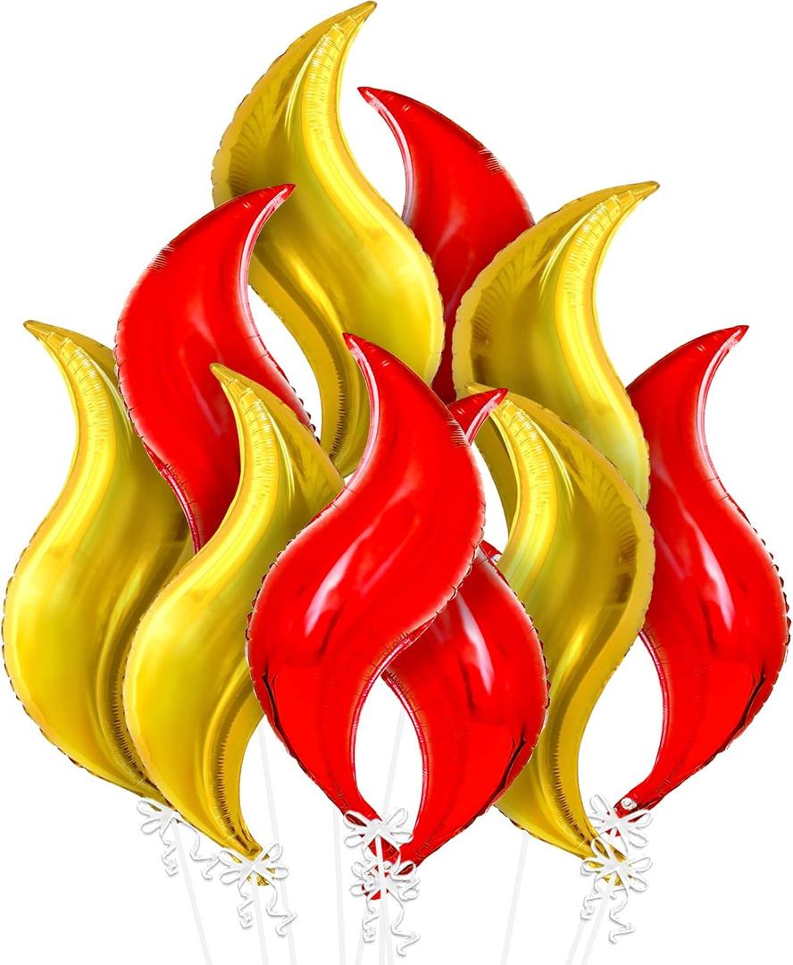KatchOn, Big Fire Balloons Flames Set - 25 Inch, Pack of 10 | Flame Balloons for Fire Decorations For Party For Adults | Wings Of Fire Balloon, Fire Decorations | Wings Of Fire Decoration Birthday