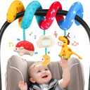 URMYWO Spiral Car Seat Toys for Babies 0-6 Months, Newborn Toys & Infant Toys, 3 Month Baby Toys, Toddler Travel Toys, Sensory Hanging Stroller Toy with Crinkle Mirror, Shower Gifts Essentials, Small