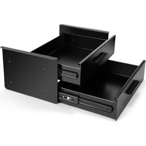 Menkxi Under Desk Drawer Storage 16 x 12 x 8 Inch Pull out Storage Organizer Mounted Metal Sliding Hidden Under Counter Drawer Vertically Stacked for Office Sit Stand Workstation