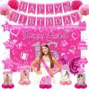 Sweet 16 Birthday Decorations for Girls, Sweet 16 Party Decorations for Girls Happy 16th Birthday Banner Hot Pink Sweet 16th Decorations for 16th Birthday Party Supplies