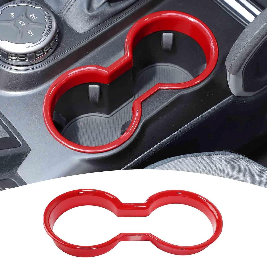 for Bronco Front Cup Holder Trim Cover Red for Ford Bronco 2021 2022 2023 2024 up Red Interior Accessories