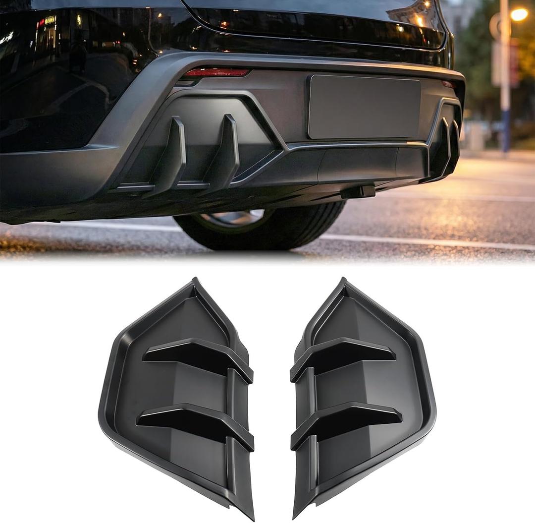 2PCS Rear Diffuser Compatible with Tesla Model Y Juniper 2025 2026, ABS Rear Bumper Lip Splitter (Matte Black)