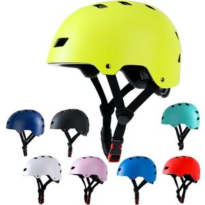 Bavilk Skateboard Bike Helmets CPSC ASTM Certified Multi Sports Scooter Inline Roller Skating Adjustable for Kids Youth Adults Yellow Green M