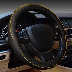 Gomass Car Steering Wheel Cover, Anti-Slip, Safety, Soft, Breathable, Heavy Duty, Thick, Full Surround, Sports Style (Black with Yellow Line)