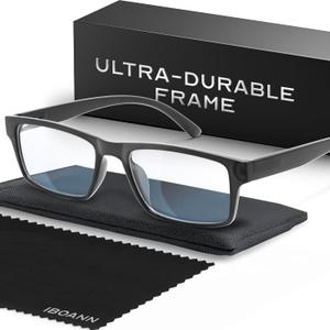 IBOANN Reading Glasses for Men Readers Mens Stylish Blue Light Blocking Computer Eyeglasses (Dark Grey)