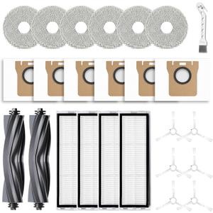 24Pcs Replacement Parts Compatible with Dreame L10s Ultra/L10 Ultra Vacuum Accessories, 2 Main Brush, 4 HEPA Filters, 6 Mop Pads, 6 Dust Bags, 6 Side Brushes [Not for L10s Pro Ultra Heat]
