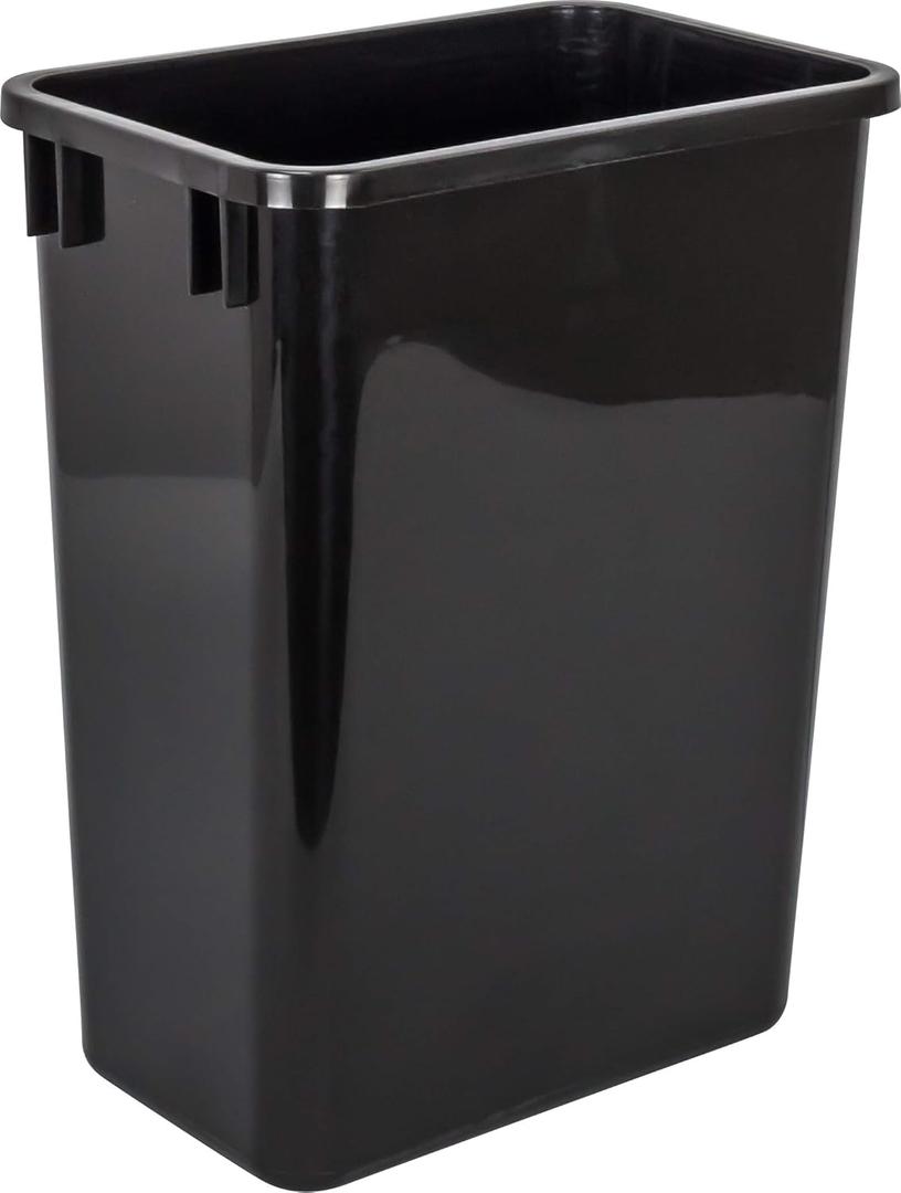 Hardware Resources Plastic Trash Can - Indoor Garbage Bin for Kitchen, Home, Office & Commercial Use - Large Waste Disposal Tub - Compatible with Pull-Outs & Frames - 35-Quart (8.75-Gallon) - Black 1 Count (Pack of 1) (9-7/16" wide x 14-1/2" deep x 18" tall)