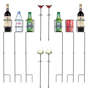 Urban Deco Heavy Duty Outdoor Drink Holder Set of 10, Stakes Beach Cup Holders for Yard Beverage Holder Stakes, 6 Packs Plus Extra 4 Goblet Drink Holders