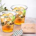 Dandat Disposable Wedding Plastic Cups Bulk 10oz Wedding Reception Cup Disposable Clear Plastic Glasses for Reception Supplies Bridal Shower Anniversary Birthday Party (200 Pack,Mr and Mrs)