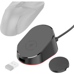 Compact Magnetic Computer Mouse Charging Dock R3 for Razer Basilisk V3 Pro, Cobra Pr, Naga V2 Pro, Auto Shut-Off, Switch LED Charge Status, Anti-Slip Base, 6.6ft Cable