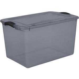 Secure Latch, Clear Plastic Storage Organizer Bins Gray Lid