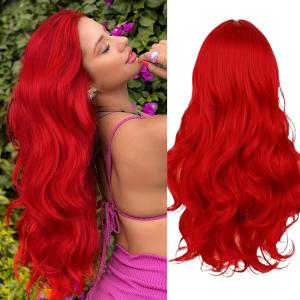 Red Wig for Women 26 inch Long Red Wig Middle Part Wig Natural Looking Hair Replacement Wig for Daily Party Use Cosplay Costume Halloween