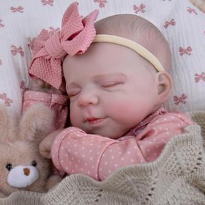Aori Lifelike Reborn Baby Dolls Girl - Realistic Newborn Sleeping Baby with Flexible Limbs, Weighted Soft Body Reborn Doll Set with Outfit for Kids 3+, Parents, Elderly and Collectors (Pink Bow)
