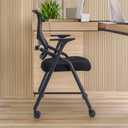 PRO, Stackable & Foldable Conference Room Chairs with 2X Thick Cushion, Lumbar Support, Armrest - Mesh Bouncing Back for Office Meeting, Conference, Training Room Chair 1 Pack (Black)