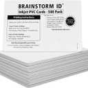 Inkjet PVC Cards (500 Pack) - Inkjet Printable PVC ID Cards with Brainstorm ID's Enhanced Ink Receptive Coating - Waterproof and Double Sided Printing - Works with Epson and Canon Inkjet Printers