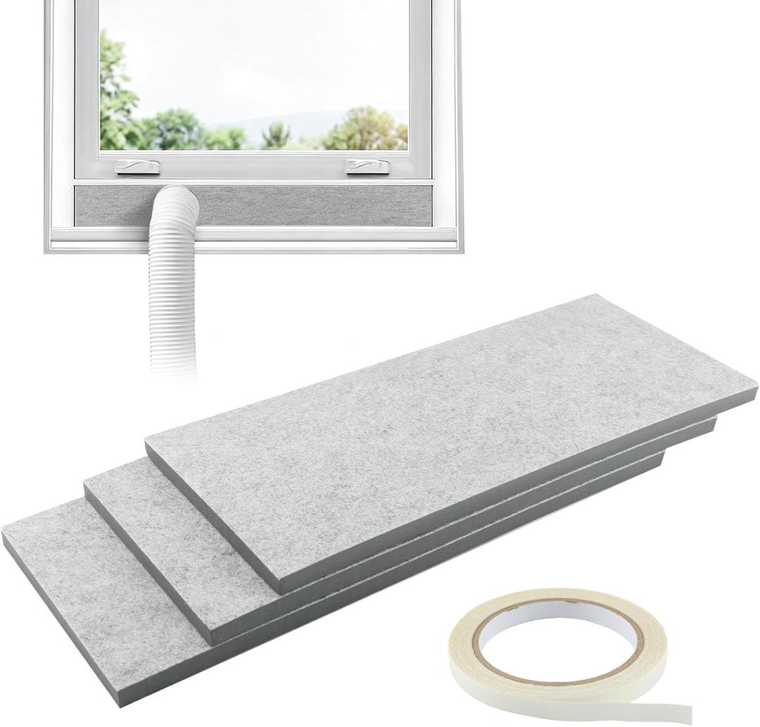 Double-Layer Insulated Foam Panels, 3-Pack Insulation Seal Panels for Portable AC Window Vent Seal Kit, Thick Adjustable Insulation Board, Air Conditioner Window Gap Filler