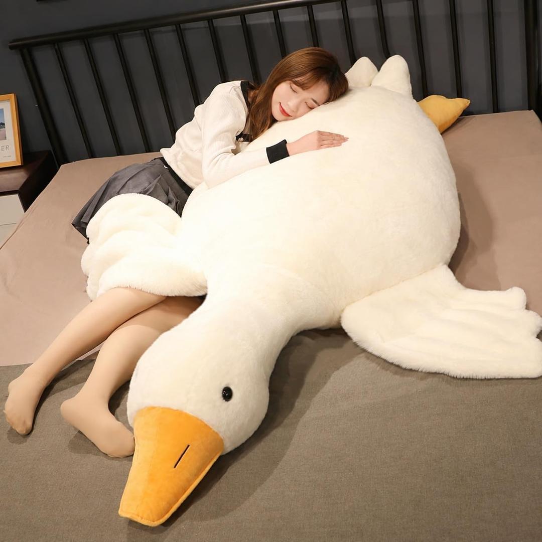 Srutirbo Giant Goose Stuffed Animal, 51.1 Inch Soft Goose Plush Pillow, Cute Duck Plush Toy Swan Plushie Doll Sleeping Hugging Pillows Gift for Girls Boys