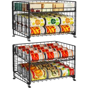 JKsmart 2-Pack Stackable Can Rack Organizer, Can Storage for Kitchen Pantry Cabinet, Can Holders for Food, Multifunctional Can Dispenser for Snacks Soda
