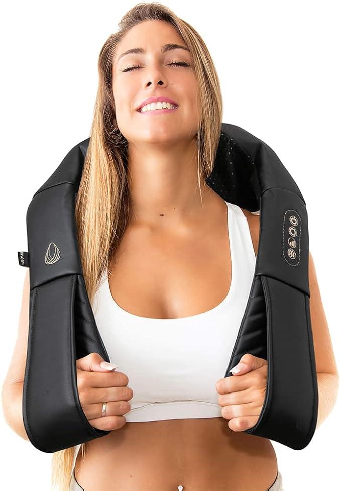 InvoSpa Shiatsu Massager with Heat  Deep Tissue Kneading Pillow for Neck, Shoulders, and Back  Electric Full Body Massage