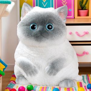 Big taba Squishy Cat, Handmade Squishy Cat for Adult/Kids, Stress Relief, Cute & Soft Cat Design, Perfect Squeeze Toys Gift for Relaxation and Fun - Dress Up Your Own Squishies Cat(Siamese)