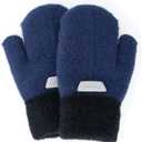 FGSS Kids Winter Stretch Knitted Mittens - Thick Warm Gloves for Boys Girls 4-7 Yrs (Navy)