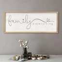 Family is Everything Wall Decor 32"x12" Living Room Large Warm Wood Framed Farmhouse Vintage Sign Home Beautiful And Simple Ready To Hang Hallway Entryway Wall Art Decoration (Wood) 2 Pack