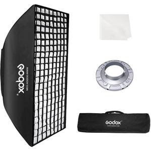 Godox FW80x120CM/ 32"x47" Bowens Mount Strip Honeycomb Grid Softbox, Portable Softbox with Bowens Mount Speedring and Carry Bag,Strip Soft Box for Studio Strobe Flash Portrait Product Photography