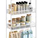KINGRACK Metal Slim Rolling Cart,4-Tier Metal Utility Cart,Storage Cart with Wooden Tabletop, for Narrow Space on Laundry Bathroom Kitchen Room Bedroom Apartments Dormitory (Pure White, Slim)