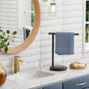 Hoimpro 13" Oil Rubbed Bronze Stand Hand Towel Holder Bathroom Kitchen Countertop Towel Rack Towel Bar Ring Free Standing Counter T Bath Accessories Freestanding Vanity Sink Hardware Stainless Steel
