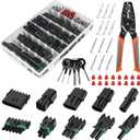 367Pcs 20 Kits Waterproof Automotive Electrical Connectors 1/2/3/4/6 Male&Female Pin 22-14AWG Wire Harness Spark Plug Connector Terminals Plug Kit Car with Wire Crimping Tool