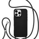 ZTOFERA for iPhone 16 Pro Case with Strap,Crossbody Phone Case with Adjustable Neck Shoulder Lanyard,Soft Silicone Shockproof Protective Phone Cover for iPhone 16 Pro 6.3 inch-Black