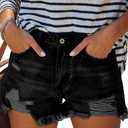 Women's Denim Shorts Mid Rise Ripped Jean Short (Medium, #1 Black)