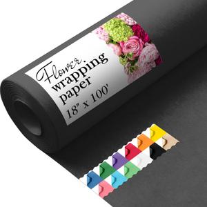 Paclord Flower Wrapping Kraft Paper, 18" x 1200" (100 ft), 45 lbs Thickness  Black Colored Wrapping Paper for Flowers, Floristic Shops, Floral Decorations