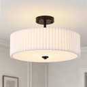 17.7" Semi Flush Mount Ceiling Light, 3-Light Black Fixture
