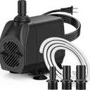 SongLong 500GPH(1900L/H) 10ft Power Cord Submersible Pump,Over Heating Protection Water Pump with 6.65ft Lift for Fountains, Ponds, Aquariums & Hydroponics.