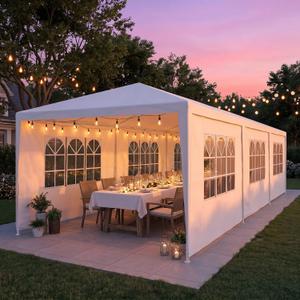 HOTEEL 10x30 Party Tent, Large 300 Sq Ft Backyard Event Outdoor Canopy Holds 40+ Guests, with 8 Removable Sidewalls & 2 Zipper Doors, Carpas para Fiestas for Wedding, BBQ & Baby Shower, White