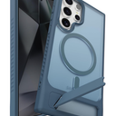 BNAAGO Magnetic for Samsung Galaxy S24 Ultra Case with Kickstand, Compatible with MagSafe, Slim Shockproof Grippy Translucent Matte Phone Cover, Built in Invisible Stand, Navy Blue