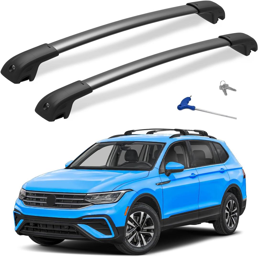 300lbs Lockable Roof Rack Cross Bar Fit for Volkswagen VW Tiguan 2018-2026 (Not for Limited) & Taos 2022-2026, Aluminum Roof Rails Crossbars for Cargo Bars Luggage Bike Kayak Rack