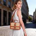 Straw Crossbody Bags for Women, Vegan Leather Summer Handbag Small Trendy Beach Purse