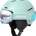 Ski Helmet and Goggles Set, Snowboard Helmet Goggles for Men Women & Youth, Shockproof Snow Helmet Anti Fog OTG Snow Goggles for Skiing Snowboarding (Medium, Teal)